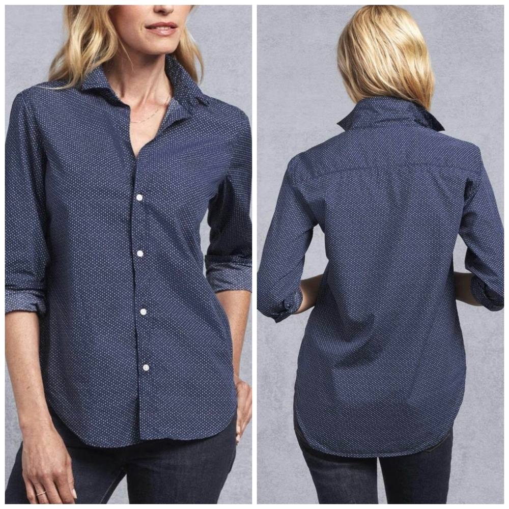 Frank & Eileen | Relaxed Button Up in Navy Classic Print | XS